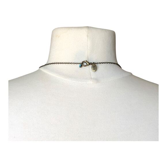 CN Signed Boho Statement Fringe Bib Necklace Blue Crystals with Lobster Clasp - Picture 5 of 6